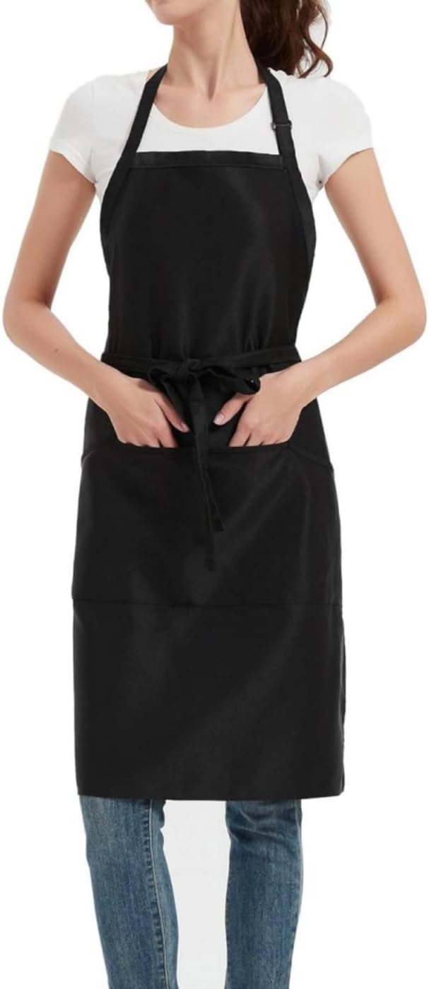 Tablier de cuisine - unisexe ajustable, imperméable, poches, anti-taches, idéal BBQ, 70x80cm