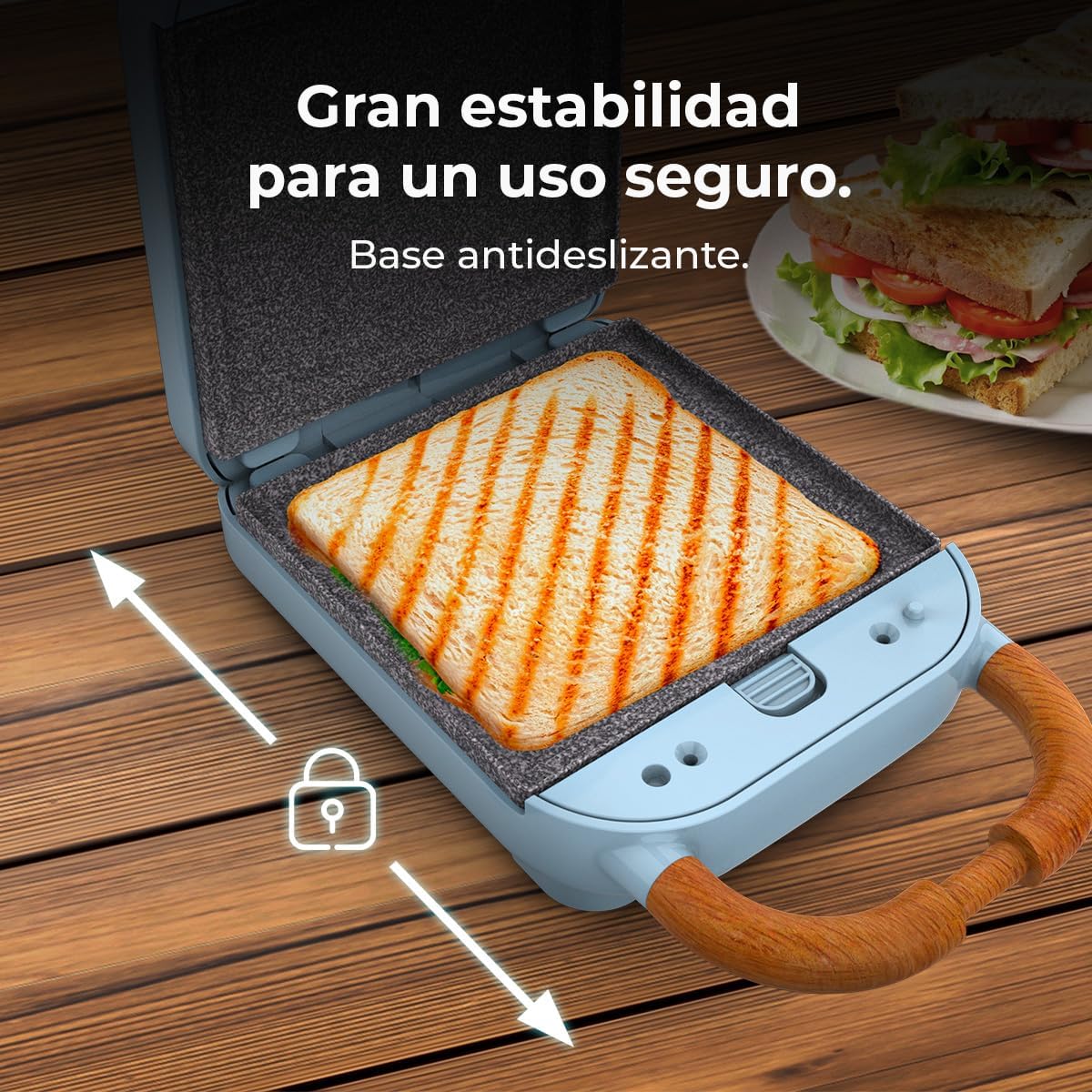 Cecotec - Rock'nToast Retro One - 700W, 3 plaques, base antidérapante