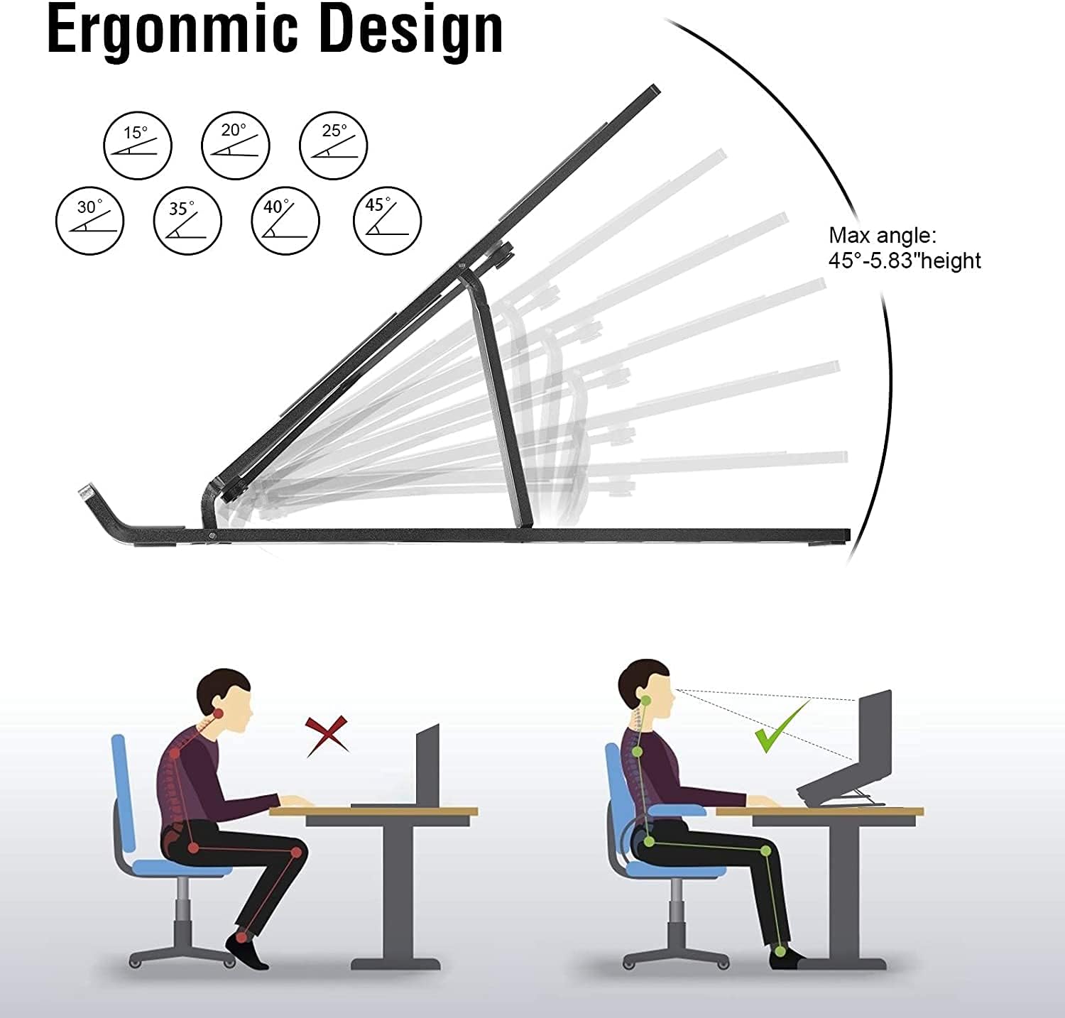 Support ordinateur portable aluminium réglable 10-17.3