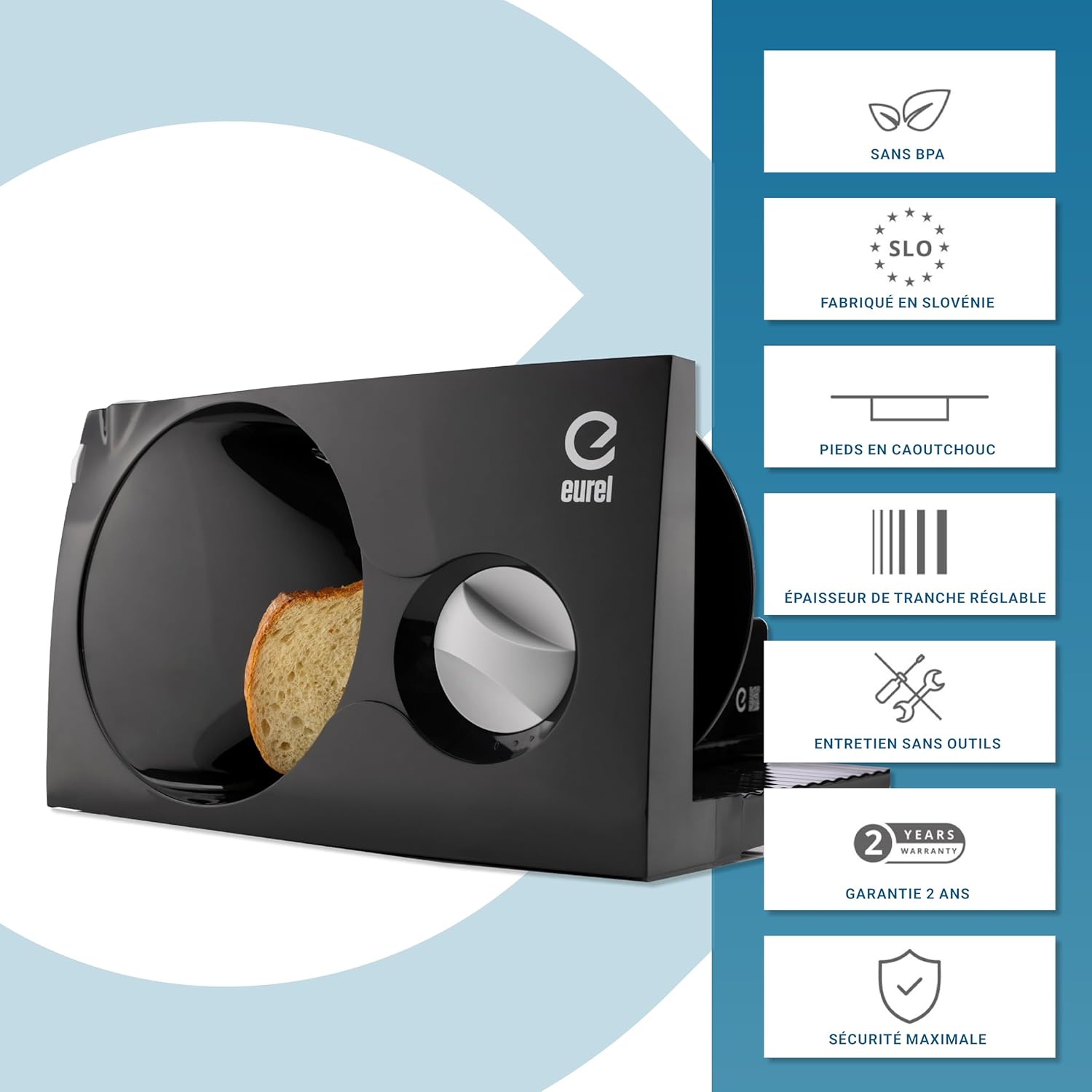 EUREL - trancheuse électrique RS42 - Ø170mm - épaisseur réglable, moteur 80W, pliable