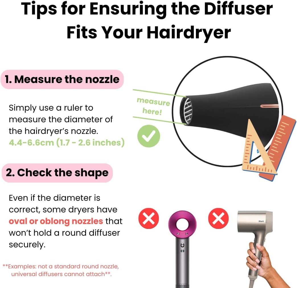 Diffuseur universel cheveux bouclés, 4.4-6.6 cm, robuste, anti-frisottis