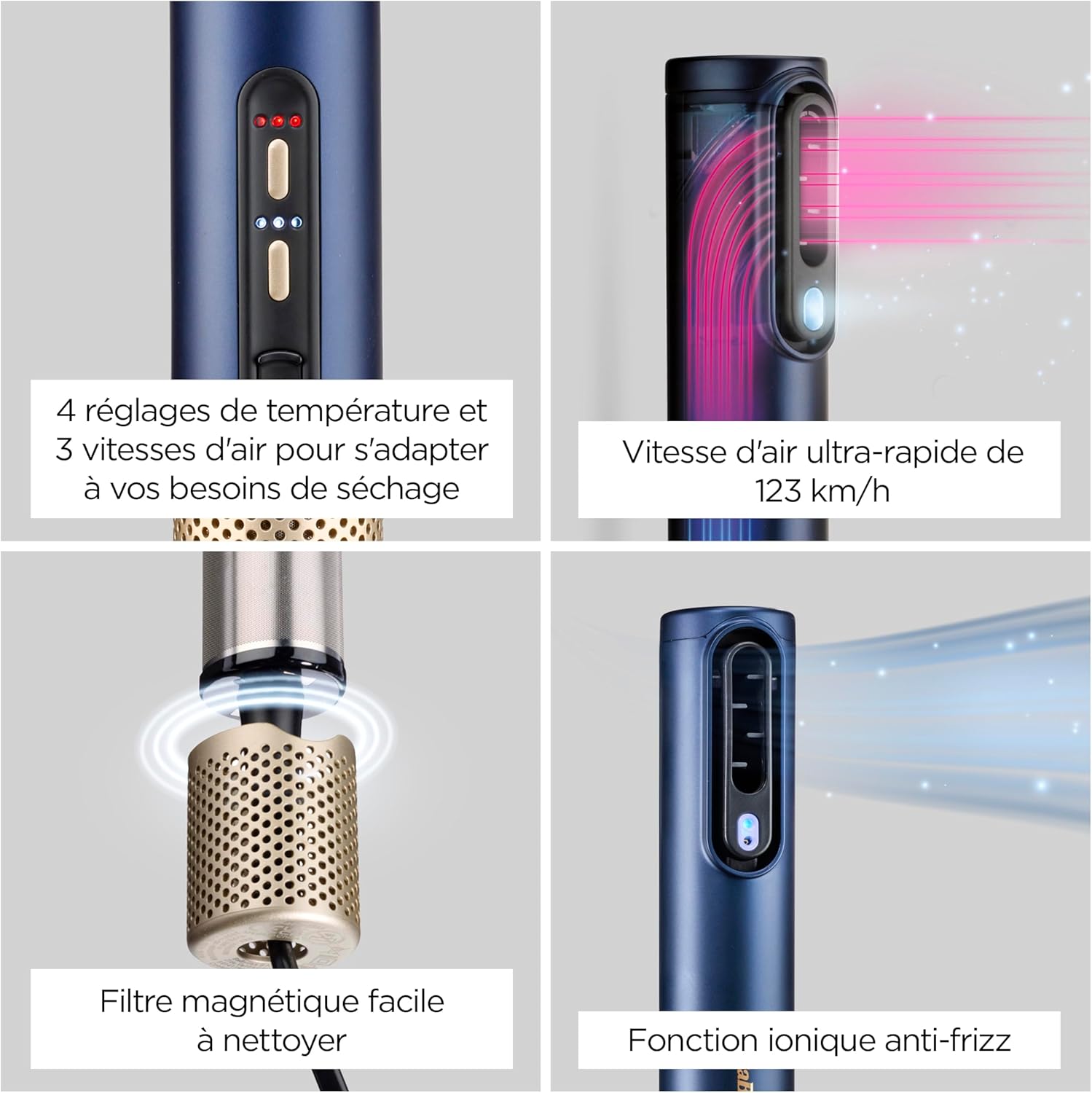 BaByliss - Air Wand série - sèche, lisse, coiffe, anti-frisottis, 3 embouts - AS6553E