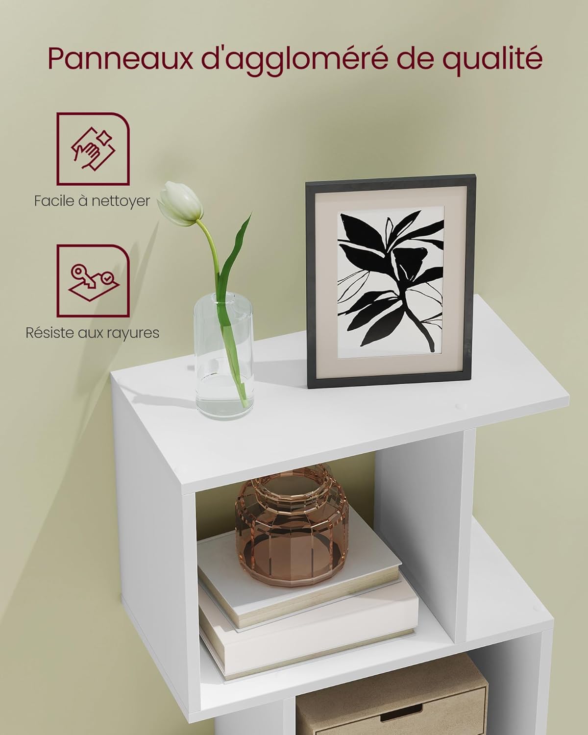 VASAGLE - étagère 5 niveaux, 24x40x159 cm, blanc, rangement LBC462W01