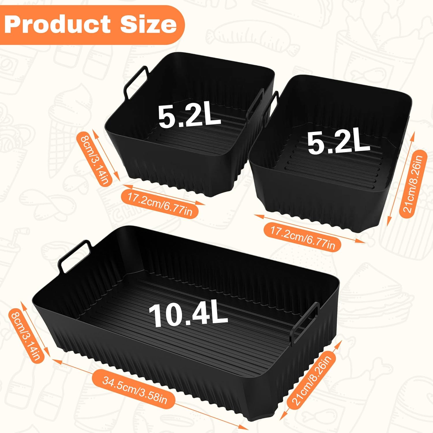 Accessoire Air Fryer - silicone - 3pcs, compatible Ninja 10,4L AF500EU