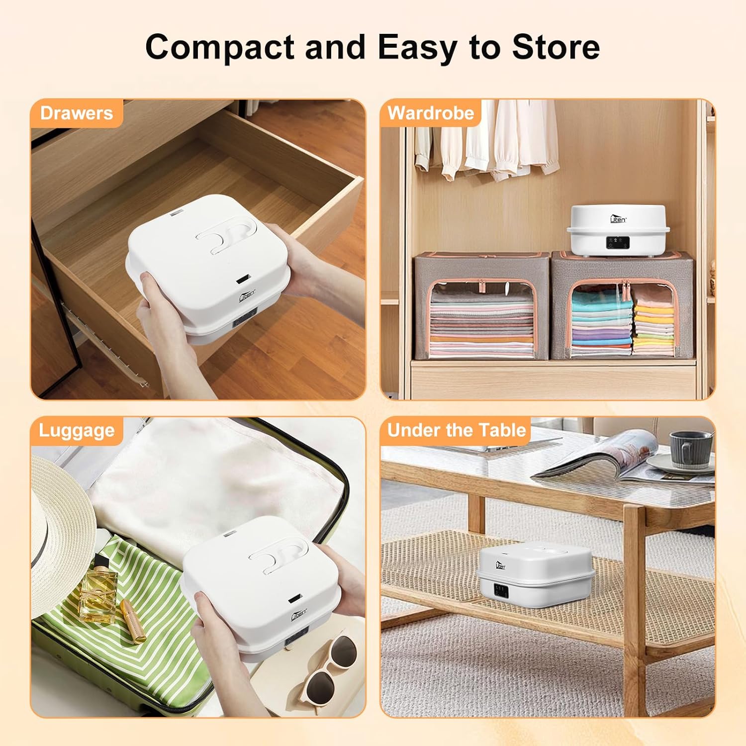 Uten - mini séchoir suspendu - compact 600W - minuterie, arrêt auto