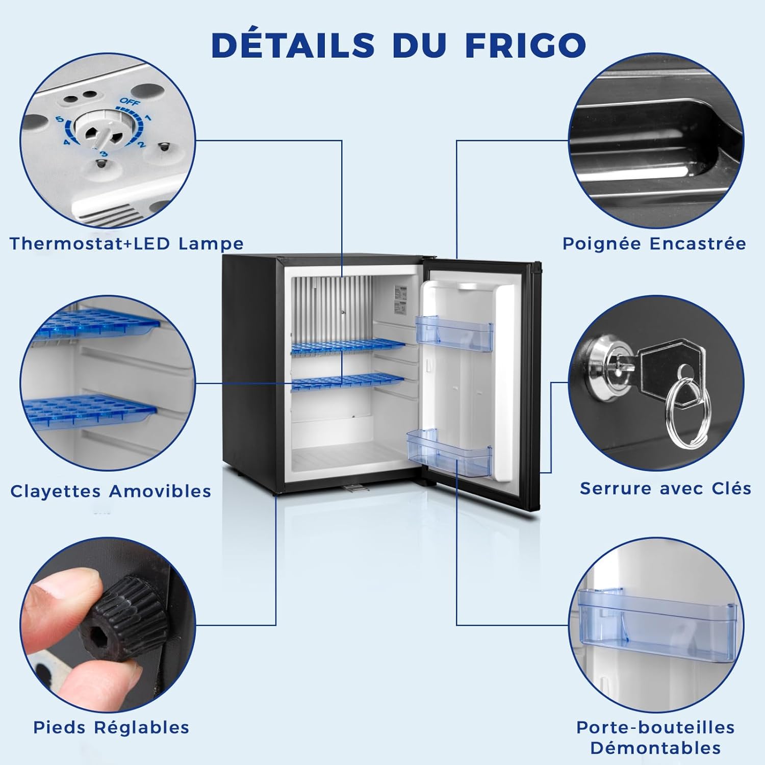 Smad - Frigo camping-car 40L - 12V/220V, serrure, noir