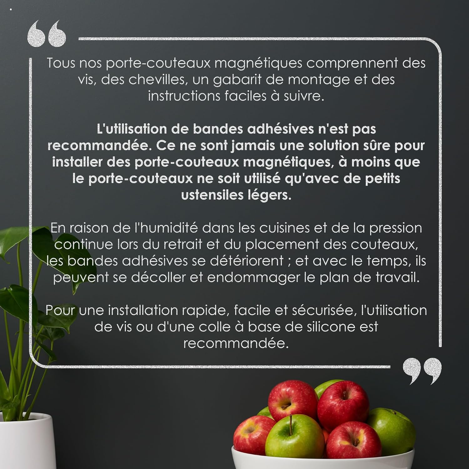 LARHN - Porte-couteaux mural puissant, noyer, 40 cm, aimanté