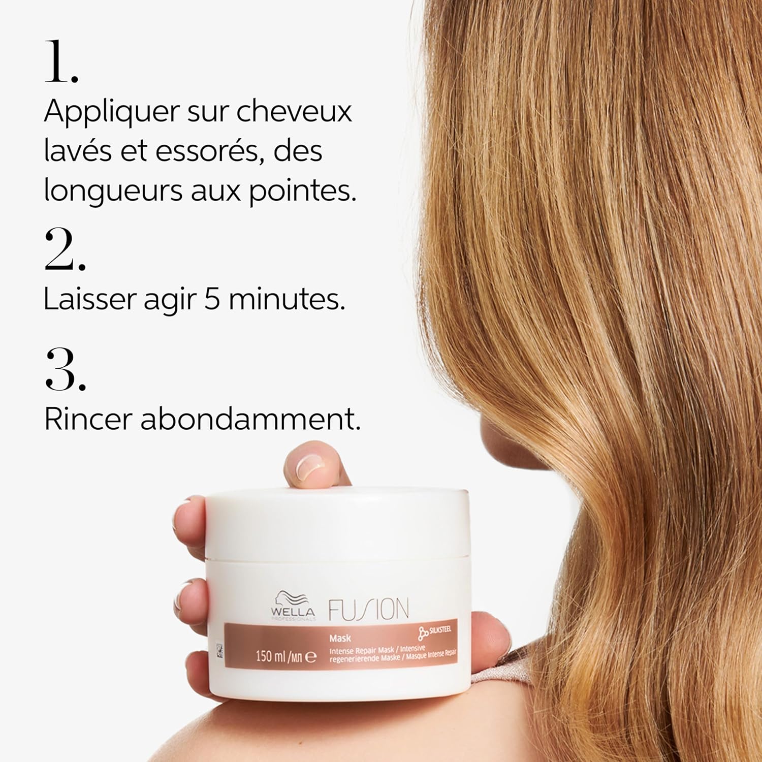 Wella Professionals - Fusion Masque - 150ml - Réparation intense, brillance, démêlage cheveux abîmés