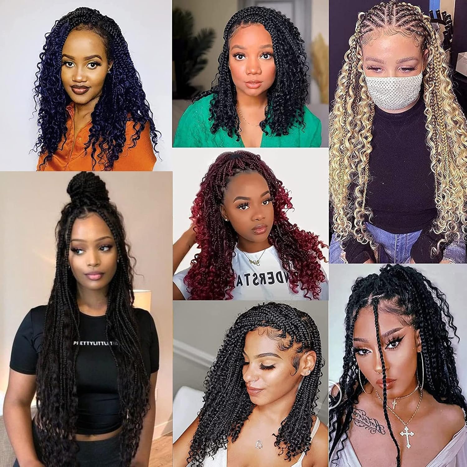 Xtrend - extensions tressées longues 76 cm - bouclées préformées, 8 paquets, 12 mèches/pqt, noir - 53#