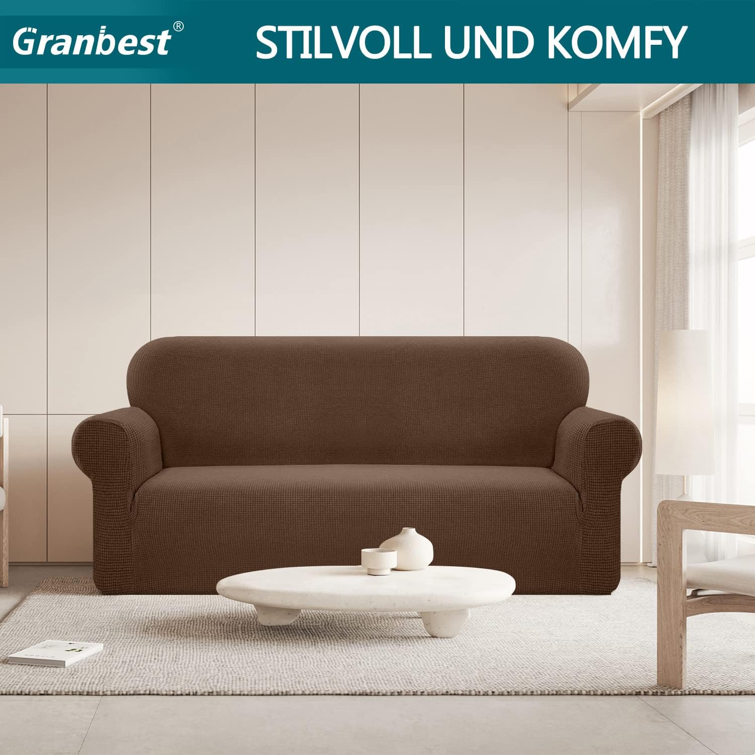Granbest - housse canapé stretch imperméable 3 places - spandex, mousse antidérapante