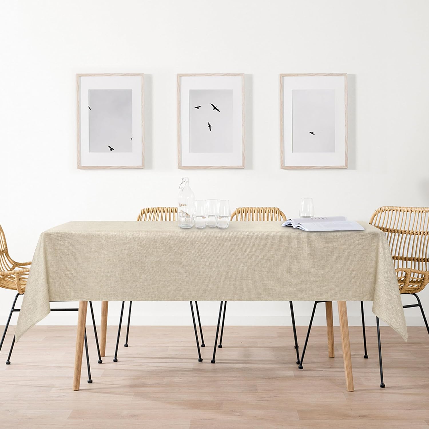 DWCN - Nappe aspect lin imperméable, 135x300cm, anti-tache
