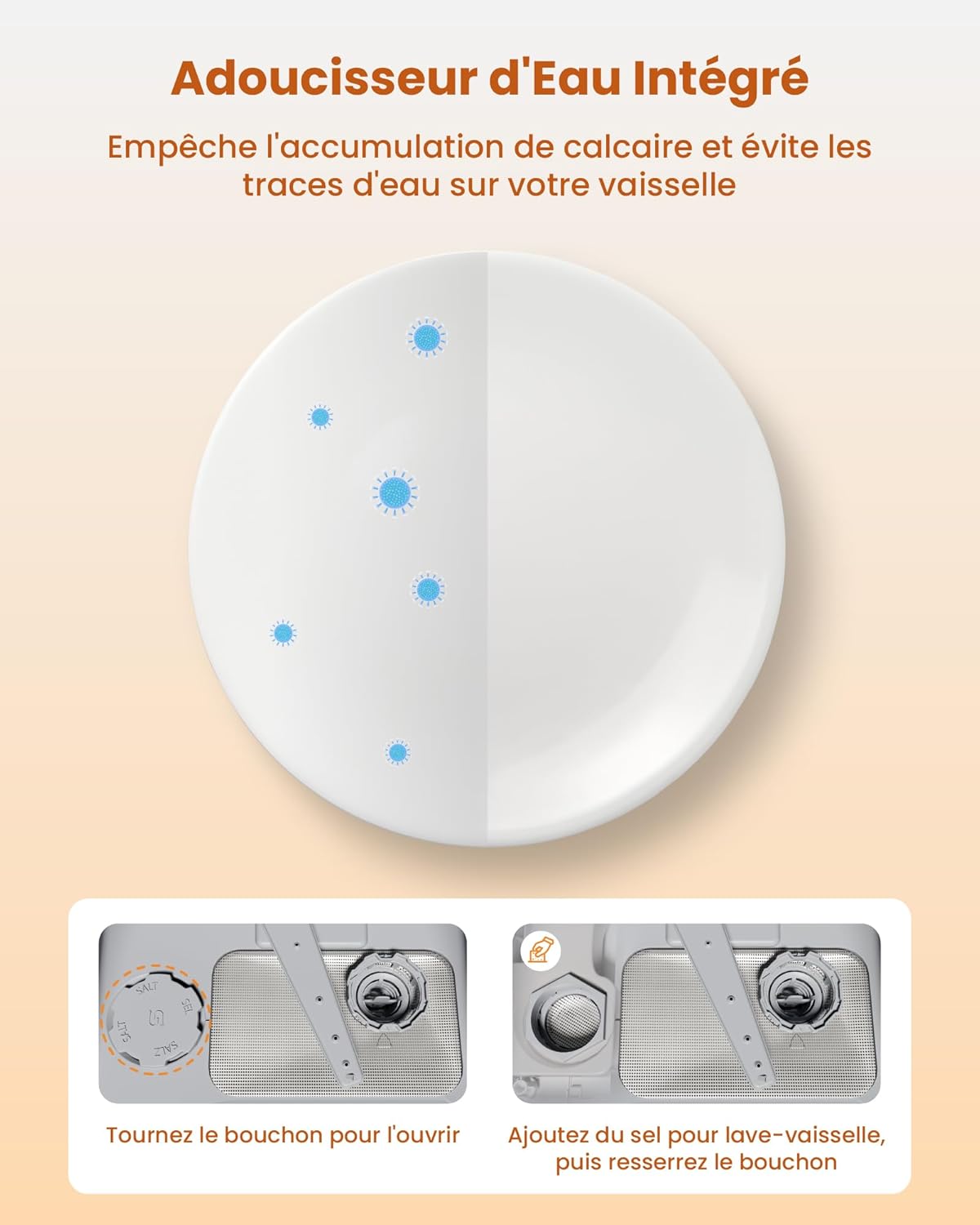HAVA - lave-vaisselle compact série 2025 - efficace, 8 programmes, adoucisseur, verrou enfant, démarrage différé