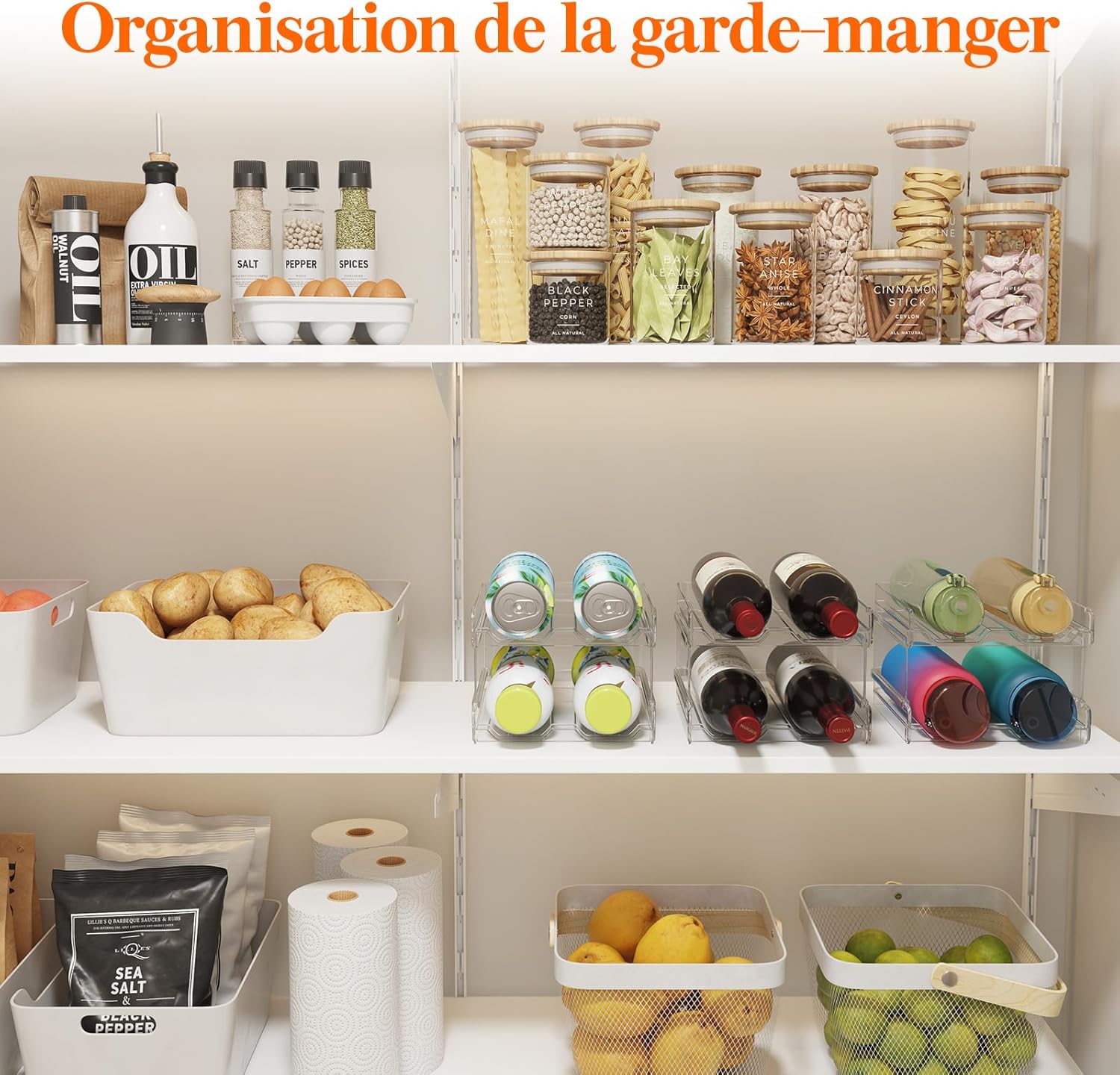 Lifewit - Casier à vin empilable, lot de 3, 12 bouteilles, plastique transparent