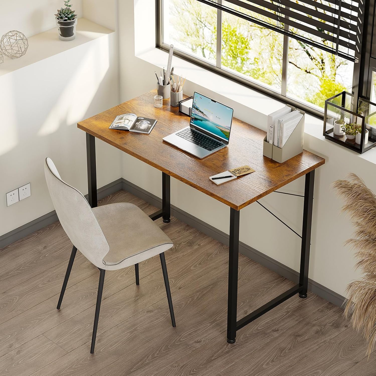 ODK - Petit bureau informatique - 80x40cm - compact, chambre, marron