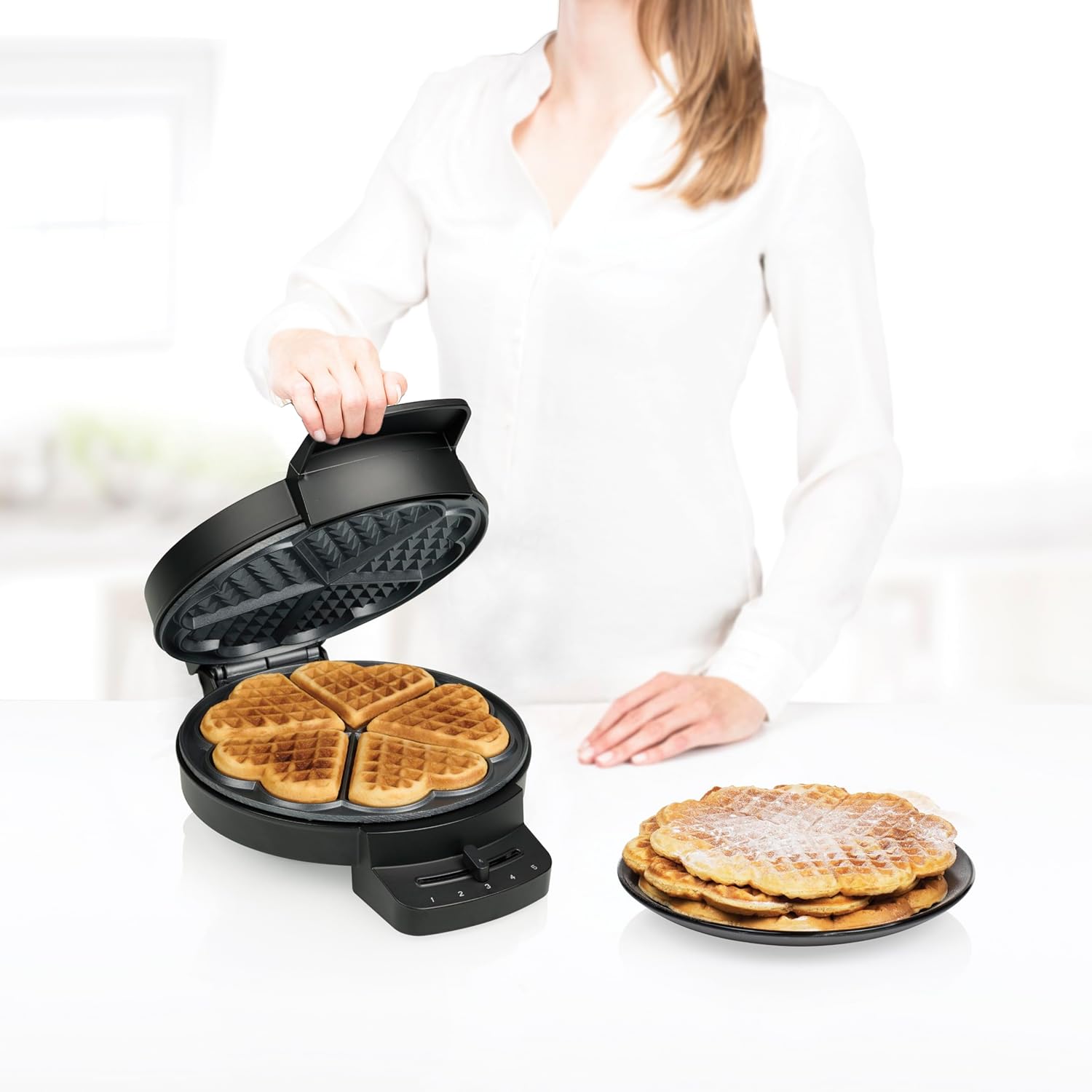 Princess – Gaufrier Deluxe – 5 cœurs – 1000W, antiadhésif – 01.132378.01.001