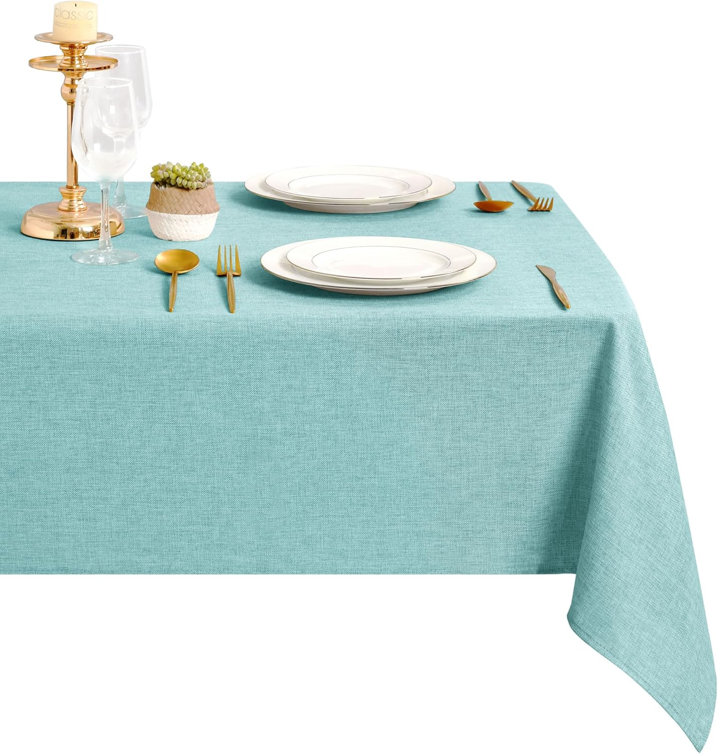DWCN - Aqua Bleu Lin - 135x260cm - nappe lavable et imperméable