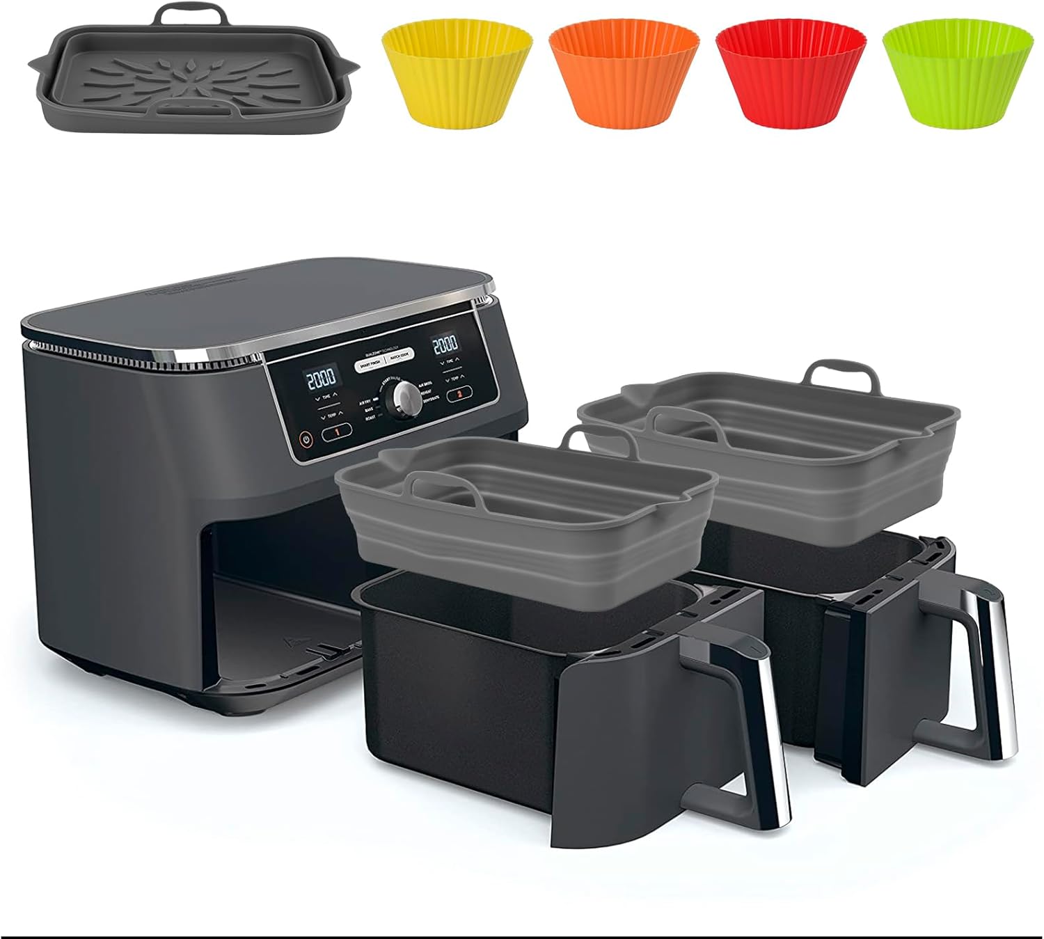 Paniers pliables air fryer - silicone - 4 moules muffins, tapis cuisson