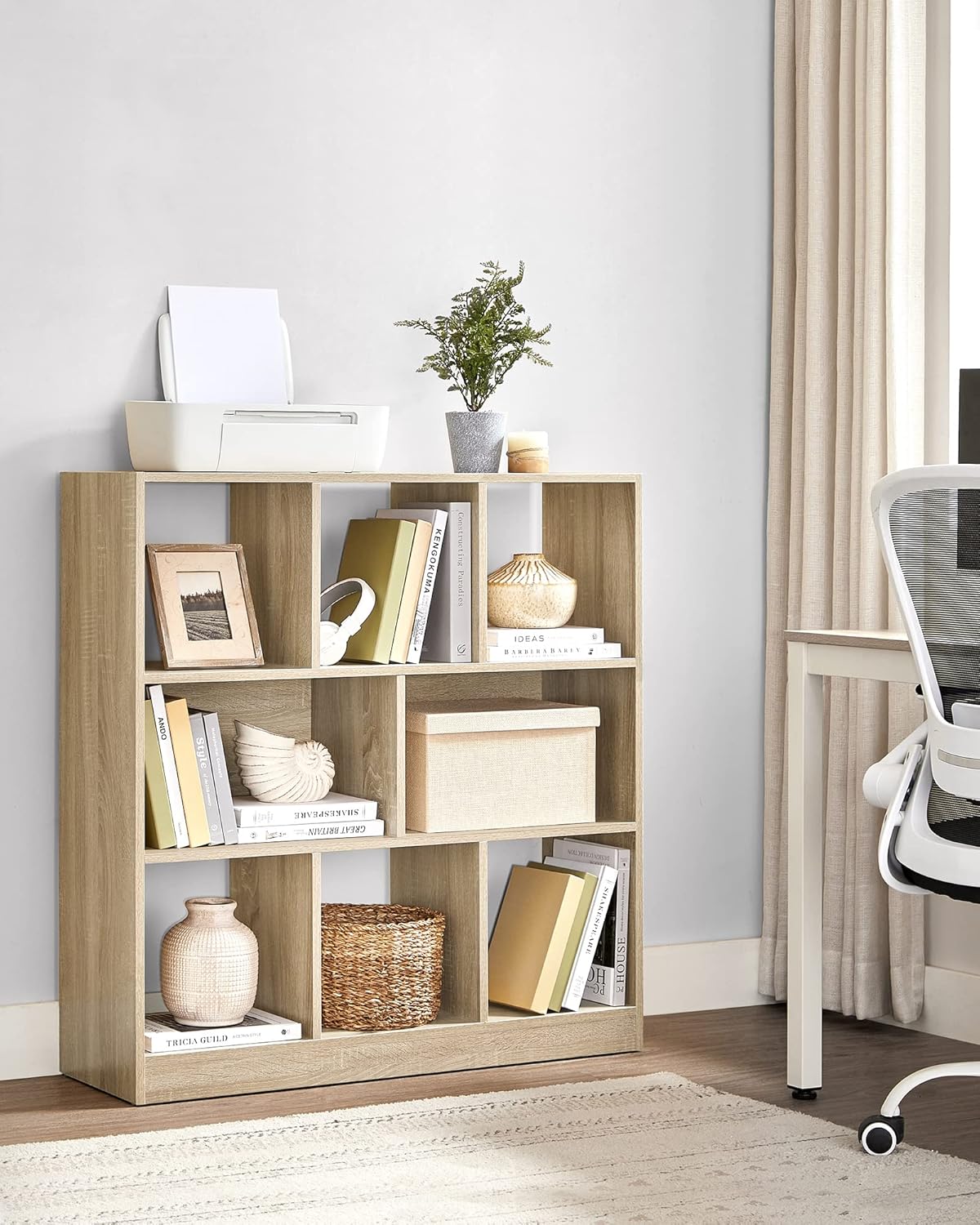 VASAGLE - étagère 8 cases - 30x97,5x100 cm - bois, modulable LBC52NL