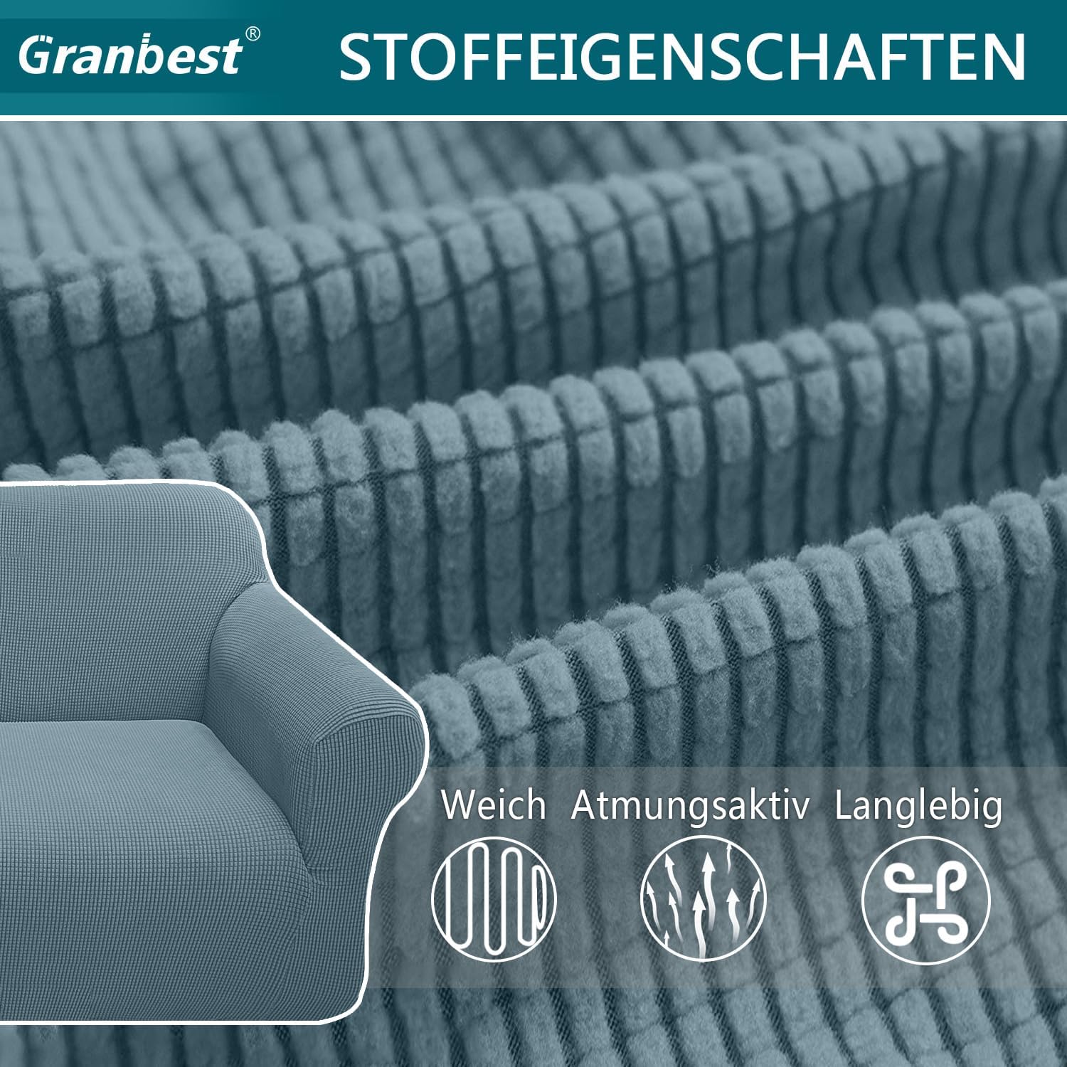 Granbest - housse de canapé Jacquard - 4 places - extensible, protection animaux