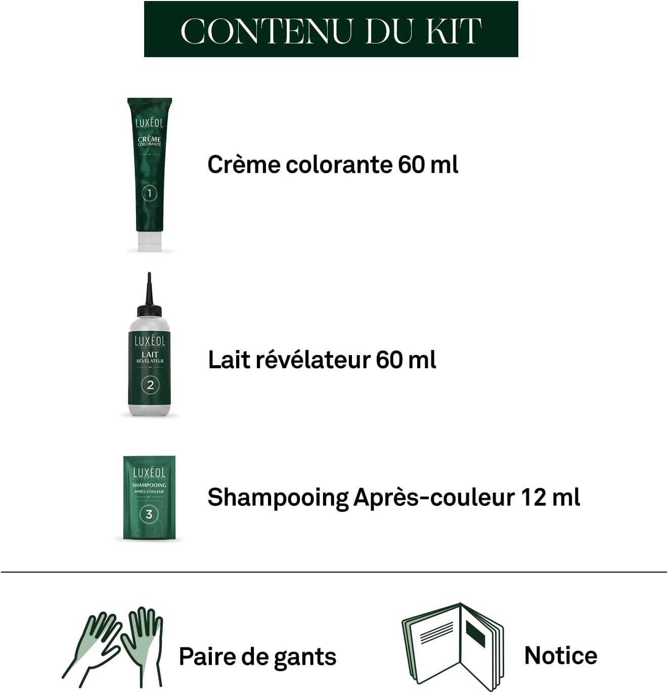 Luxéol - Coloration Permanente 3N - 60ml - Châtain foncé, sans ammoniaque, couvre 100% cheveux blancs