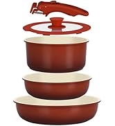 GiPP Lot de 5 poêles et casseroles avec revêtement céramique anti-adhésif - Avec poignées D...