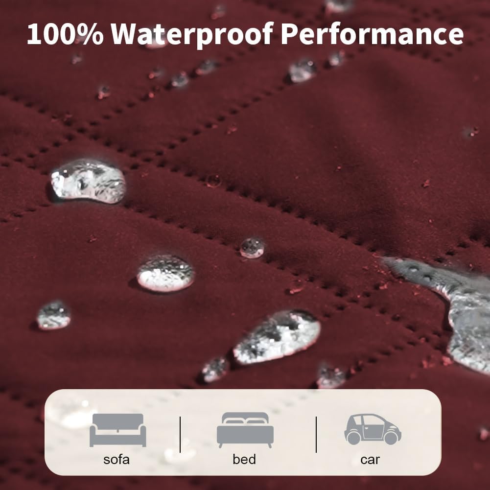 DUJUIKE - housse canapé imperméable antidérapante - 173-208 cm - rouge