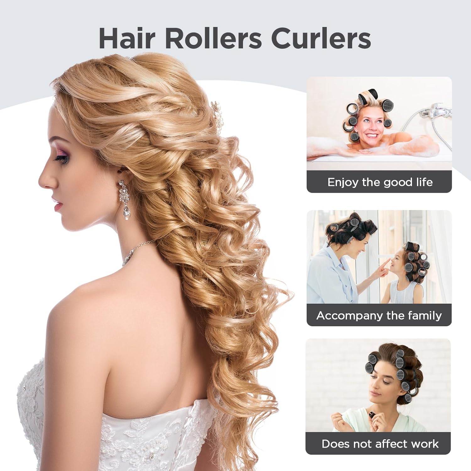 Romon - Set bigoudis chauffants 31 pièces, 3 tailles, avec pinces et peigne