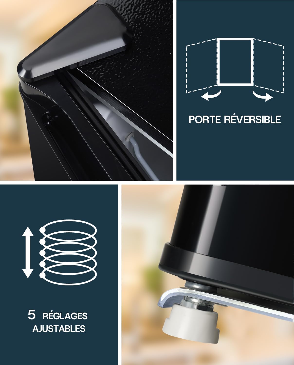 Upstreman - mini frigo 46L - congélateur, silencieux, porte réversible, FR17