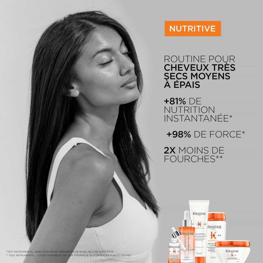 Kérastase - Nutritive Masquintense Riche - 200ml - Nutrition intense cheveux secs, Niacinamide & protéines végétales