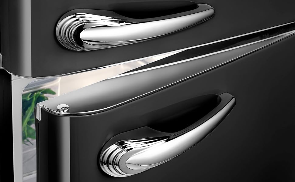 Poignées chromées pour réfrigérateur rétro