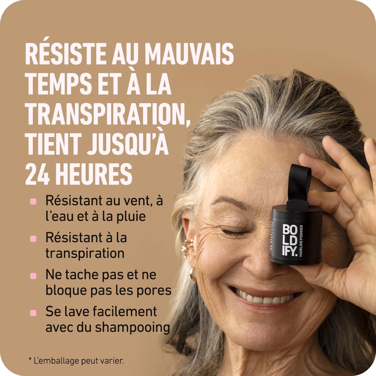 BOLDIFY - poudre de racine cheveux - 4g - couvre racines, camoufle gris, effet naturel