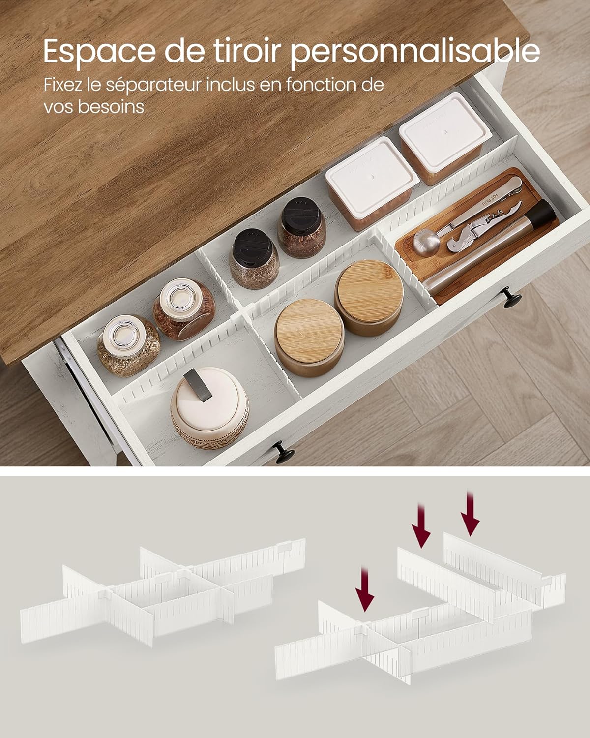 VASAGLE - Buffet rustique 80x40x80 cm, tiroir, étagère réglable BBK341W01