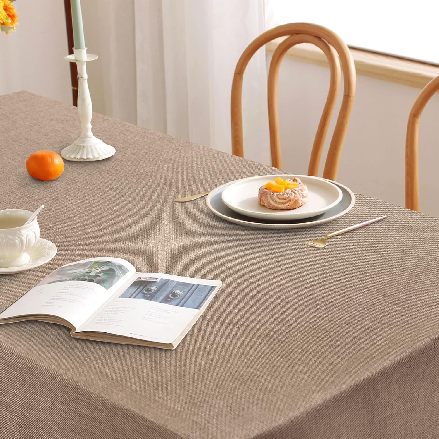 DWCN - Nappe Kaki Lavable Imperméable Lin 135x180cm, anti-tache DWCN