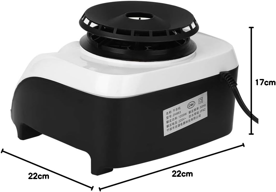 Sèche-linge électrique - 1200 W, grande sortie d'air, sécurité surchauffe