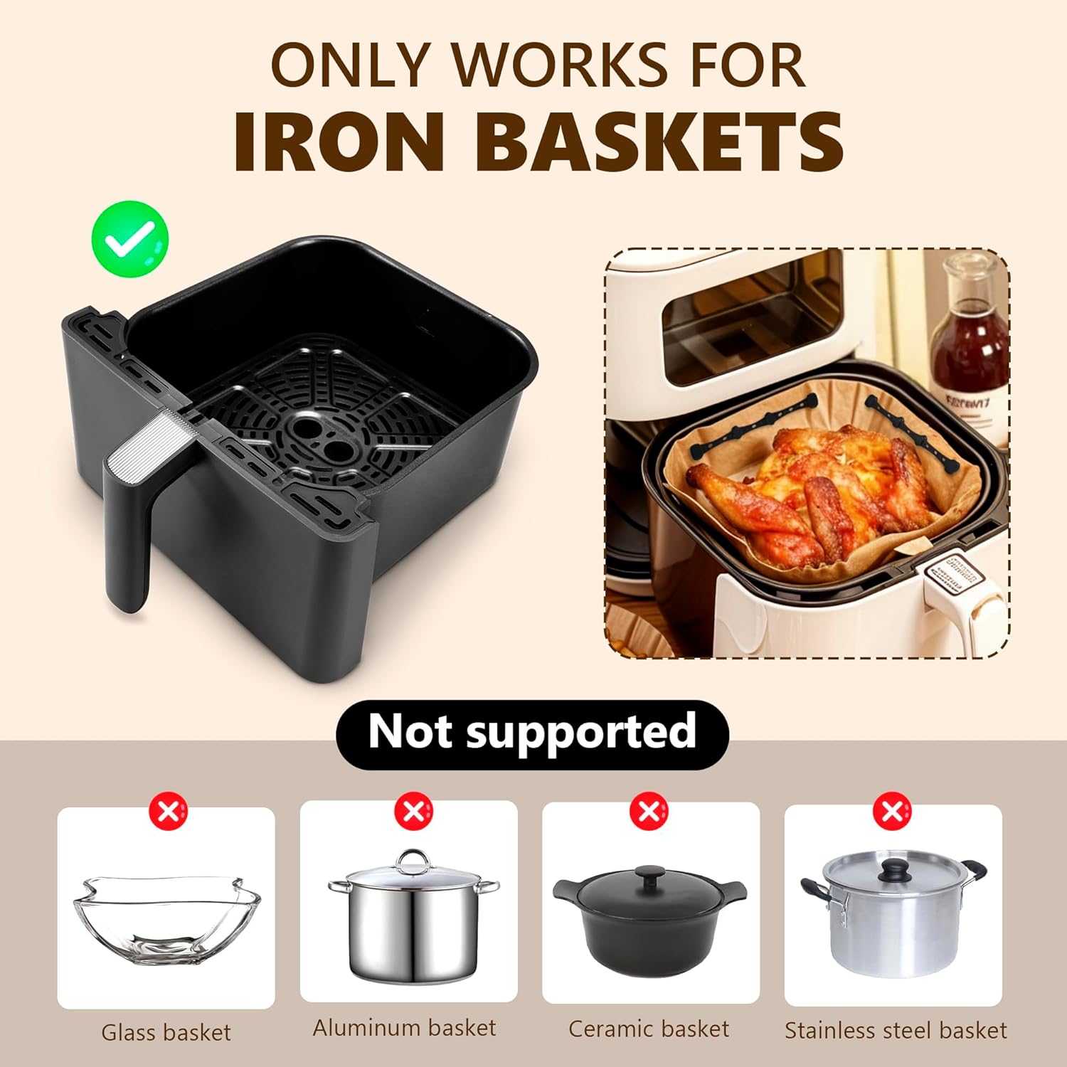 Accessoires friteuse à air - 17,5 cm - silicone, aimanté, anti-combustion