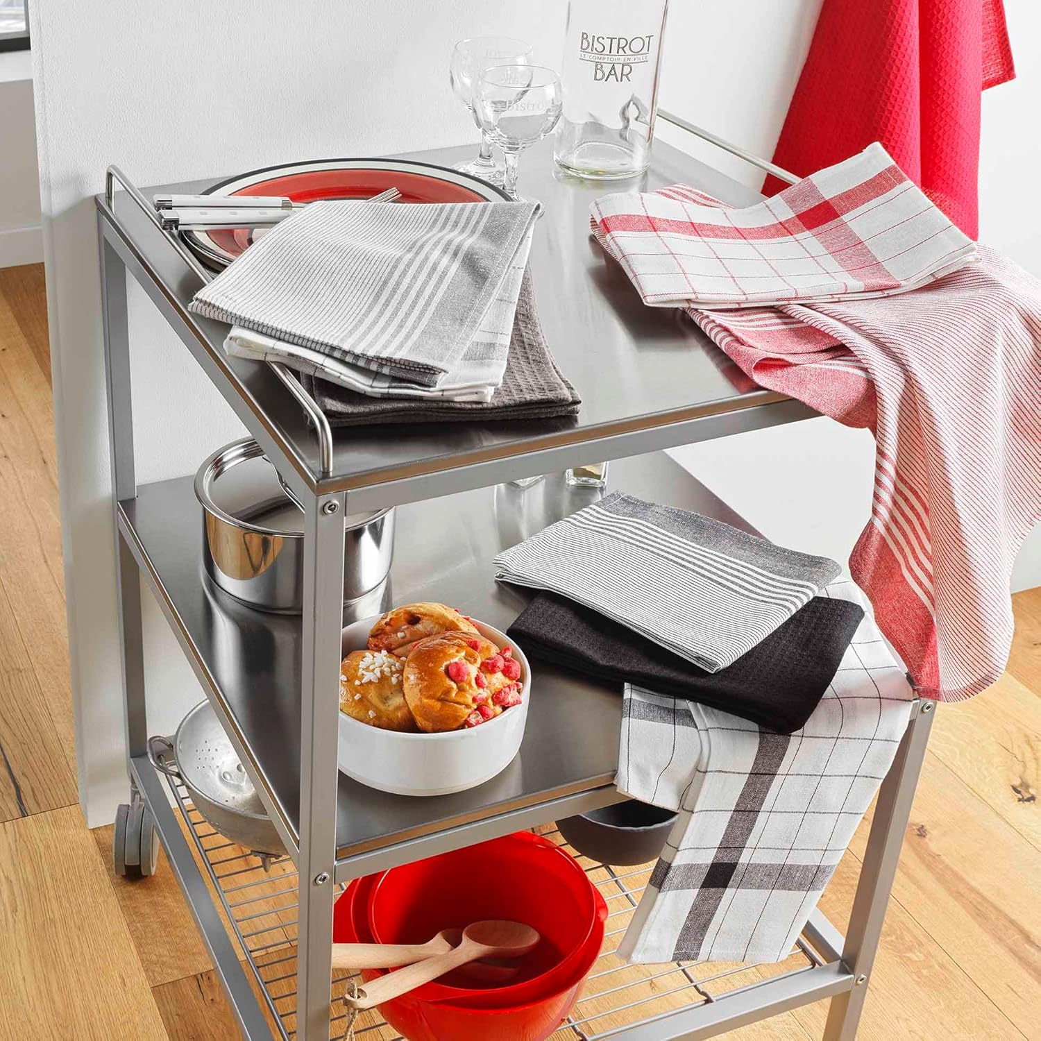 Douceur d'Intérieur - Vibrato Anthracite - 50x70 cm - torchons coton nid d’abeille