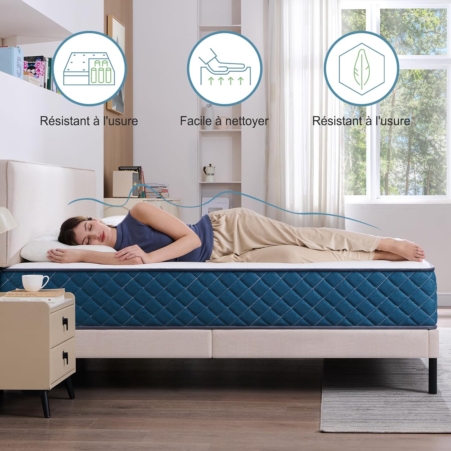 Matelas - 120x190x25 cm - ressorts ensachés, mémoire de forme, soutien idéal