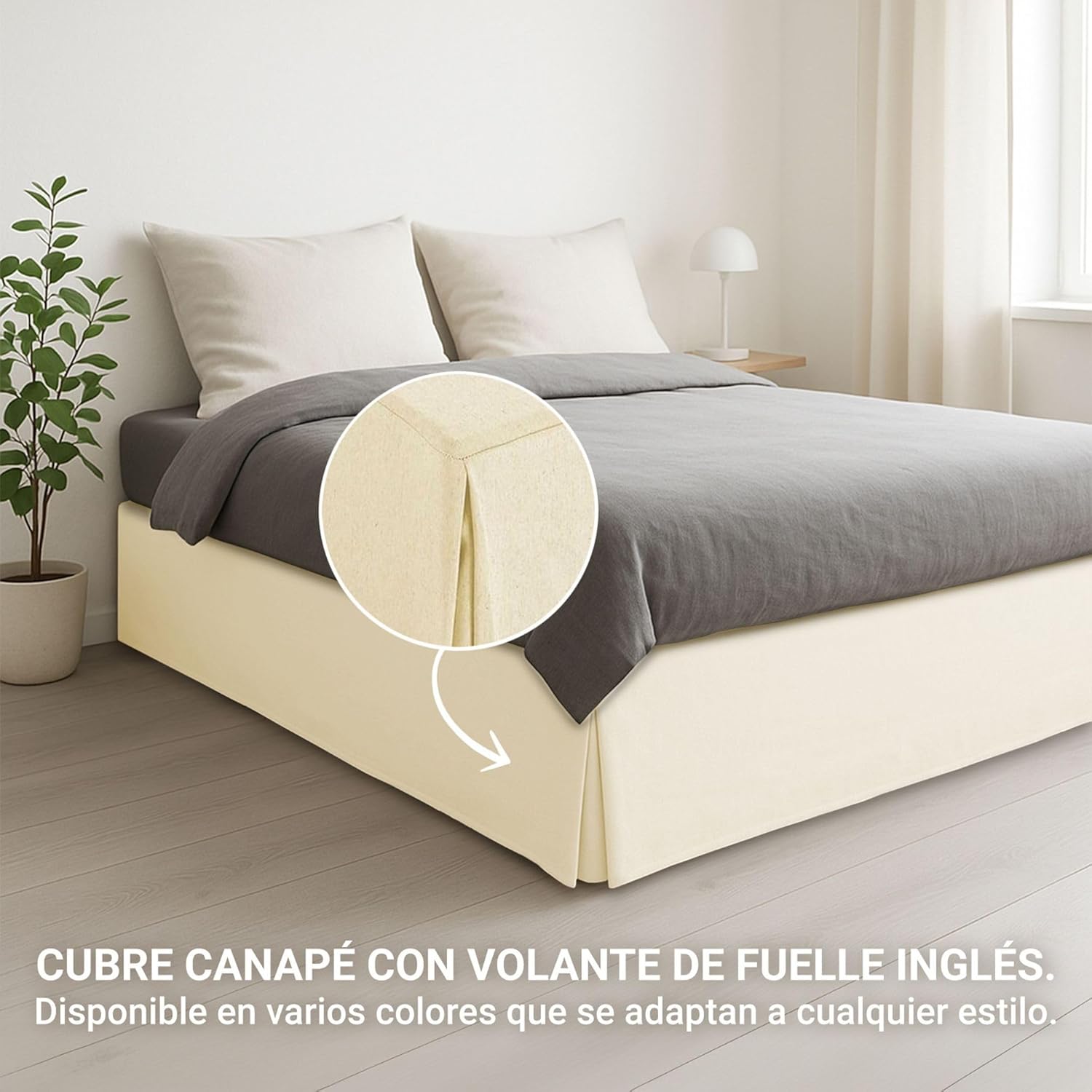 Housse de canapé - réglable, antidérapante, 80x190/200 cm, beige, fabrication espagnole