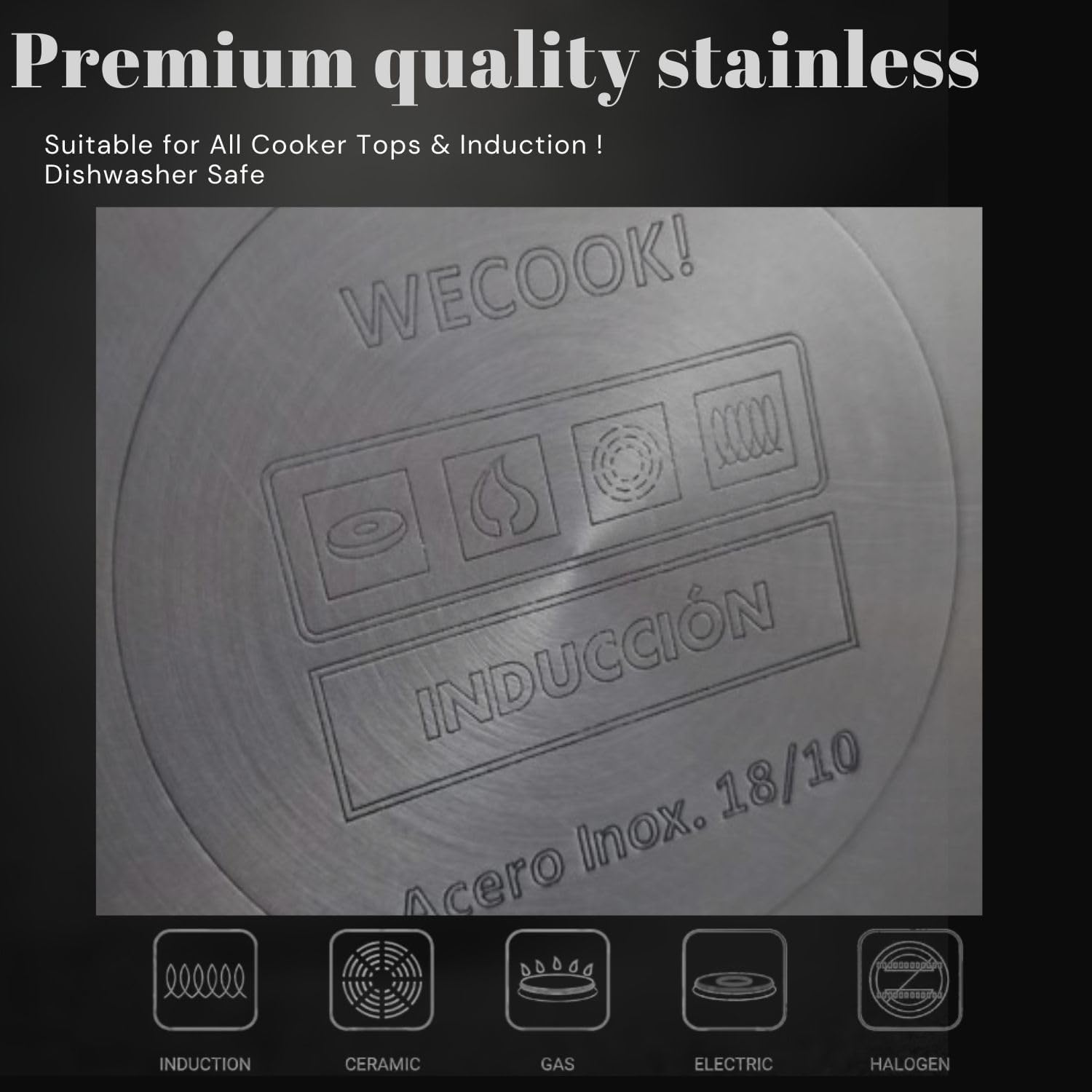 Wecook - casserole inox 18/10, 20 cm, 2,7L, bec verseur, induction