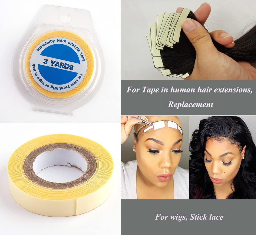 ShowJarlly - rouleau adhésif double face - 0.8cm x 3 yards - fixation perruque avant jaune