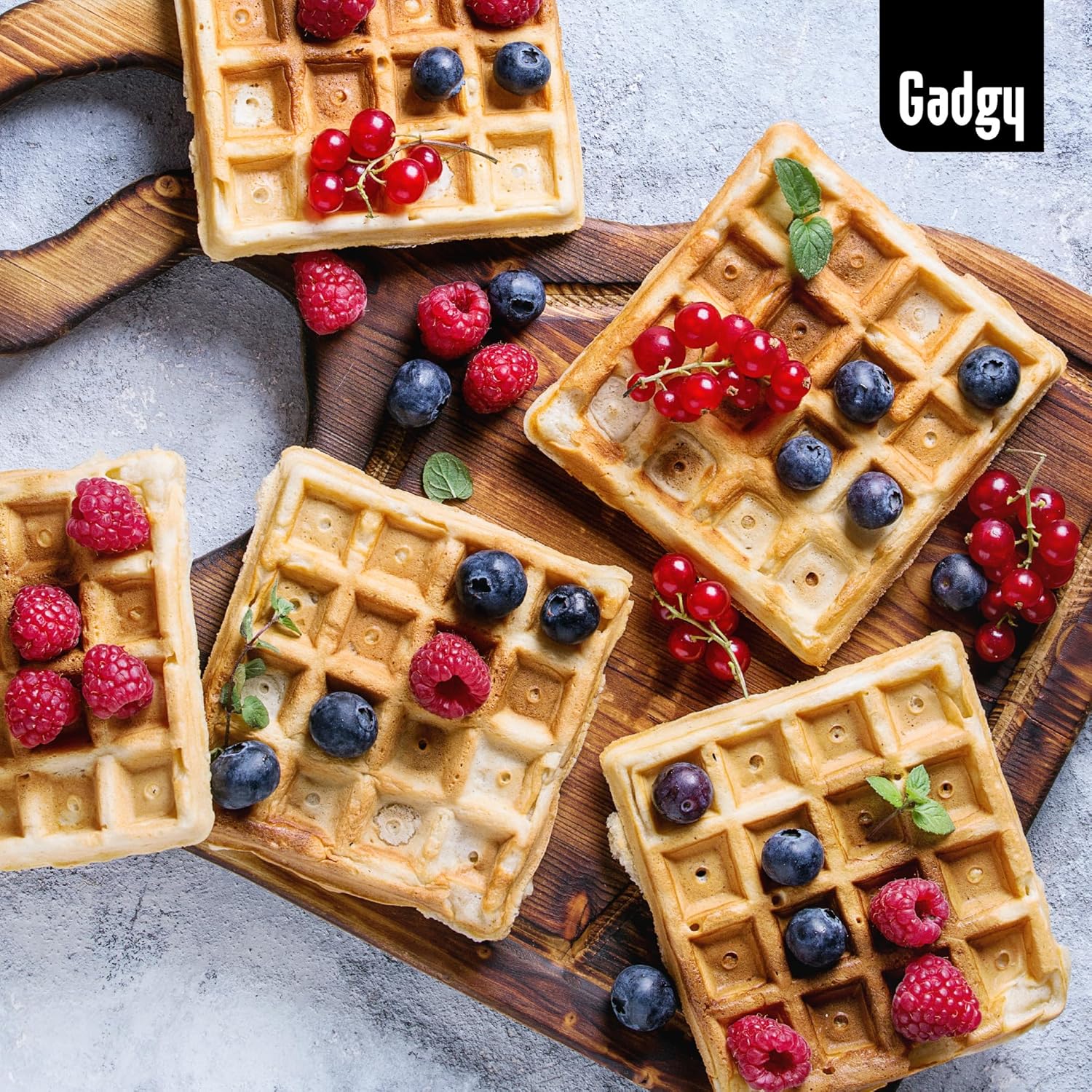 Gadgy - Gaufrier professionnel, 4x 8x8cm, 1200W, rapide et thermostat