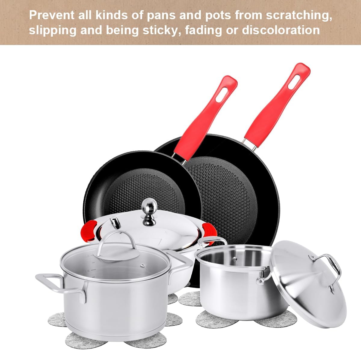 Flintronic - Protection casseroles 6 pièces 35,5 cm - coussinets anti-rayures premium