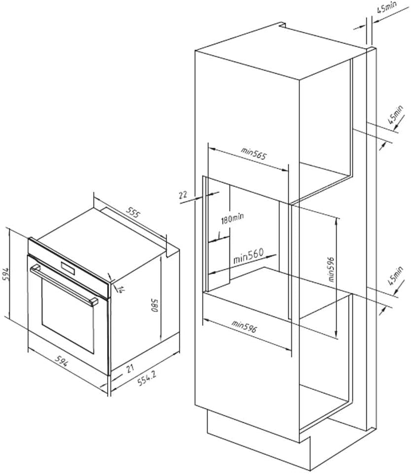 Cecotec - Four encastrable Bolero 60cm, 81L, Airfryer, 3400W, AF316000