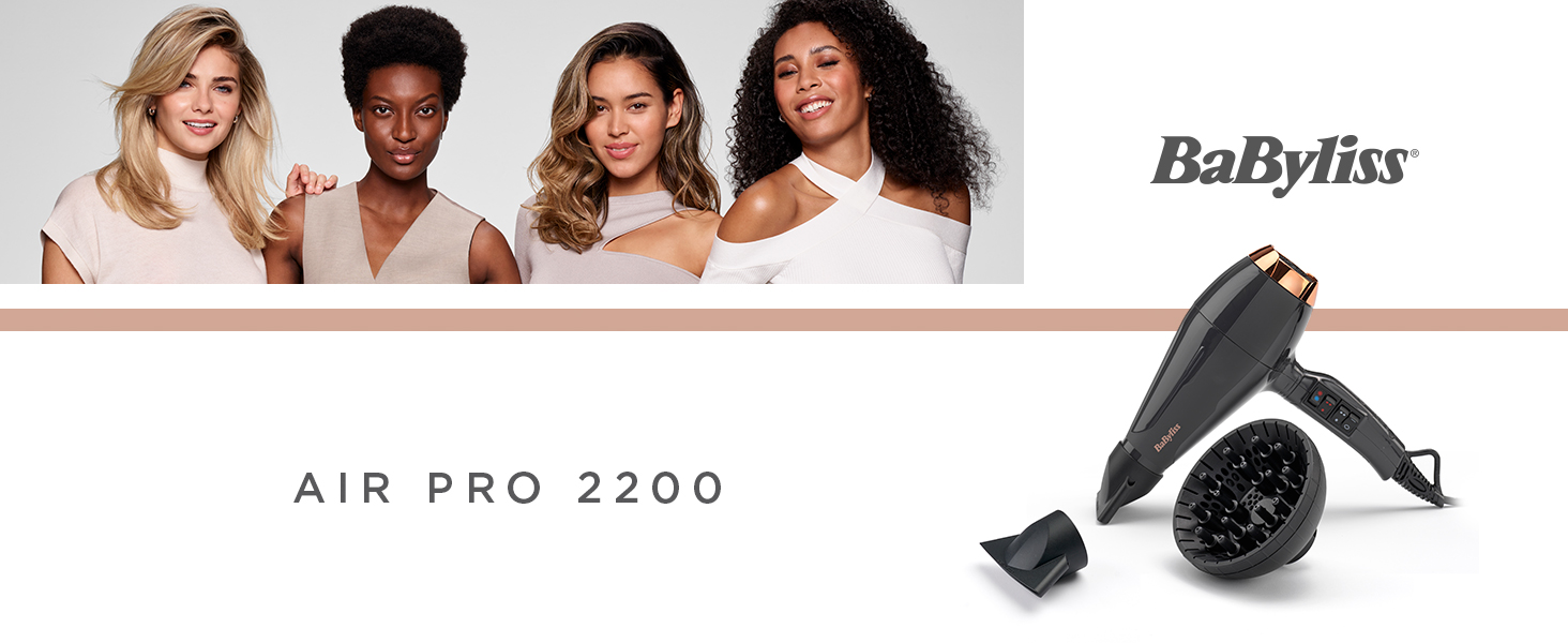 BaByliss, Sèche-cheveux, Air Pro 2200, 6719DE, concentrateur, diffuseur, fabrication italienne