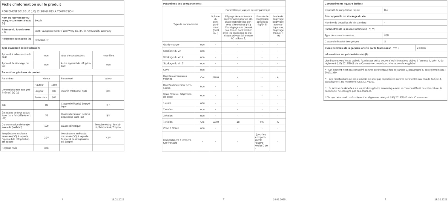 Bosch - Réfrigérateur combiné Série 4, 186x60cm, Inox, KGN367LDF