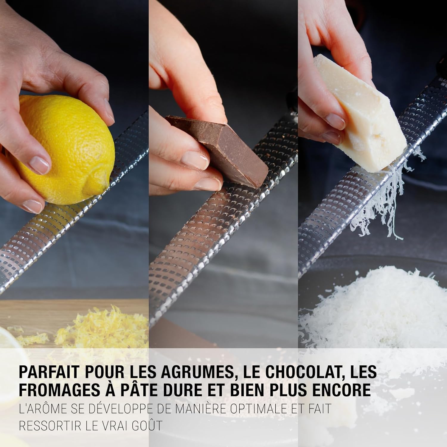 Microplane - Zesteur série Cannelle - lame fine - agrumes, parmesan, gingembre, chocolat, noix de muscade - Fabriqué aux