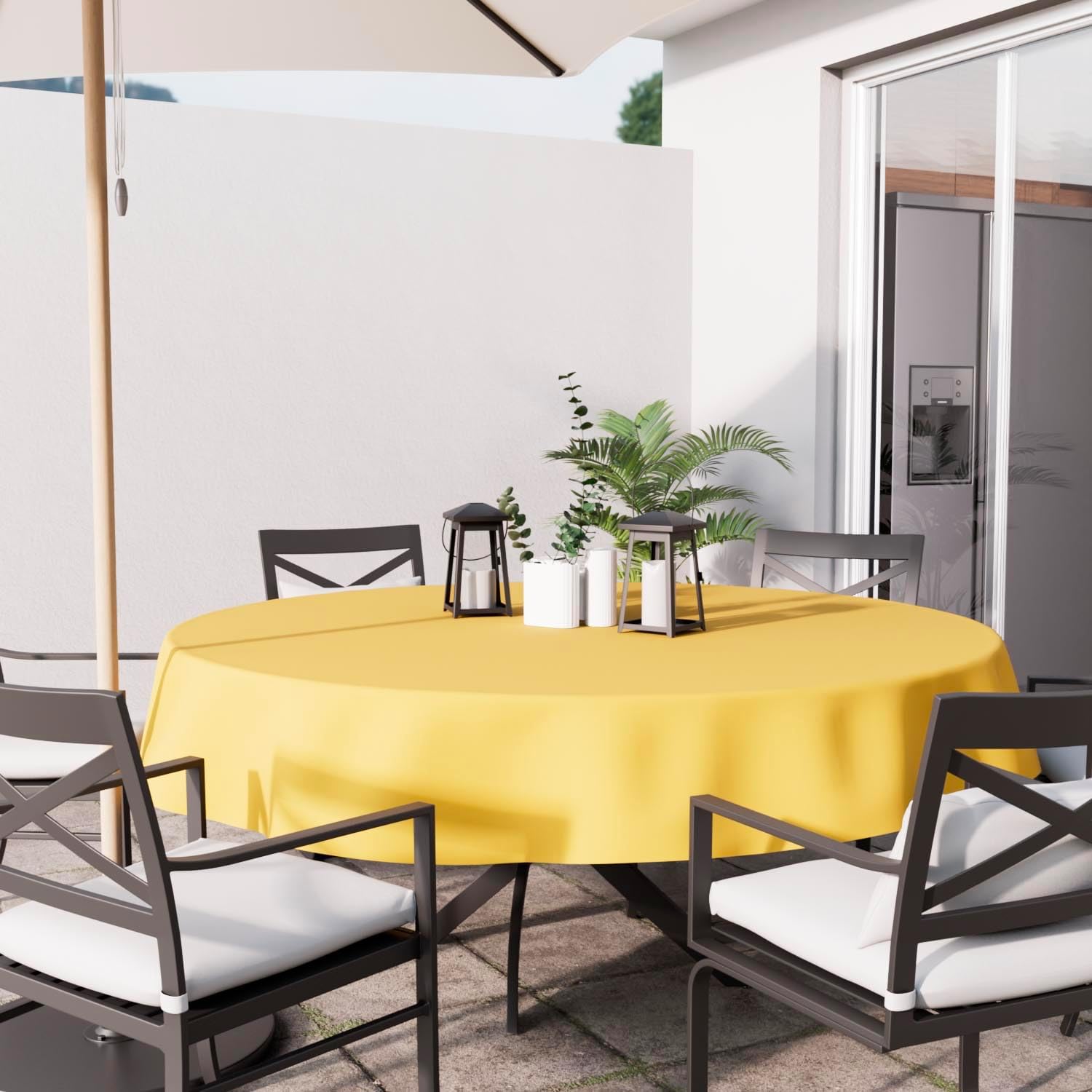 Soleil d'Ocre - Nappe Ronde Anti-tâches - 180 cm - Polyester jaune radieux