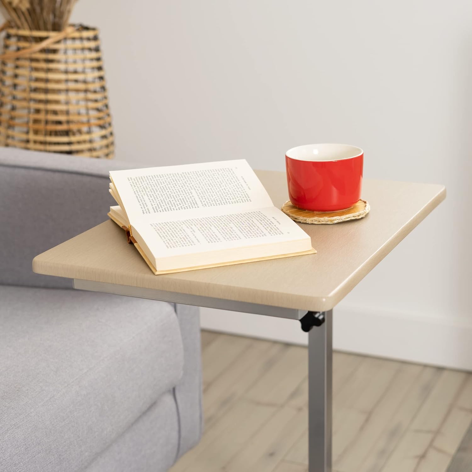 MEUBLE COSY - Table de Lit réglable sur roulettes - 48x37x79cm - support PC chêne