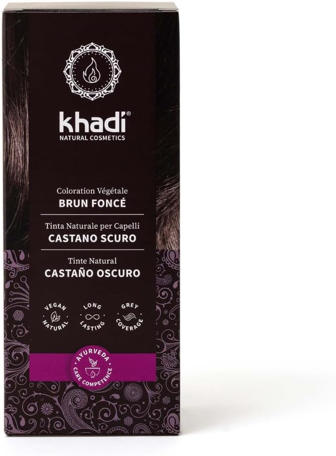 khadi - coloration végétale brun foncé naturel, cheveux brillants, 100 g