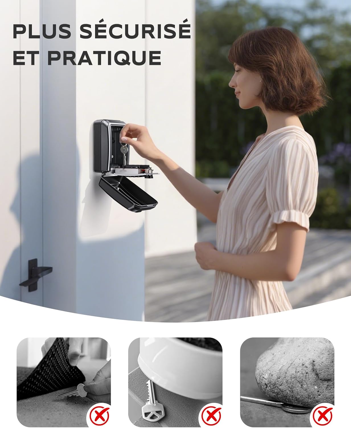 Mohard - Boite à clefs murale, 12 chiffres, extérieure, grande capacité, résistante intempéries